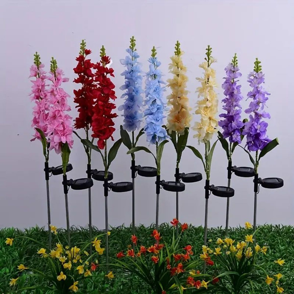 Outdoor Solar Powered Swallowgrass Flower Lantern for Garden Decoration, Solar Energy Landscape Lighting Lamp