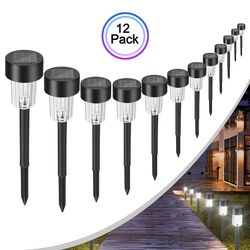 solar garden lights 12 pack led outdoor landscape lighting waterproof for patio, yard walkway pathway decor