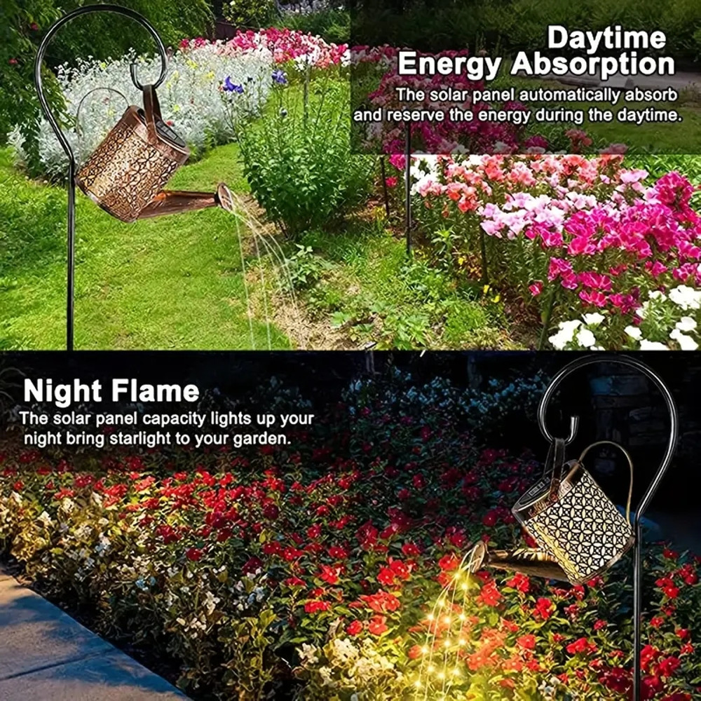 Vintage Solar Tea Kettle Lantern, 1PC Rustproof Outdoor Iron Light, Waterproof Pathway Garden Lamp, Auto Dusk to Dawn