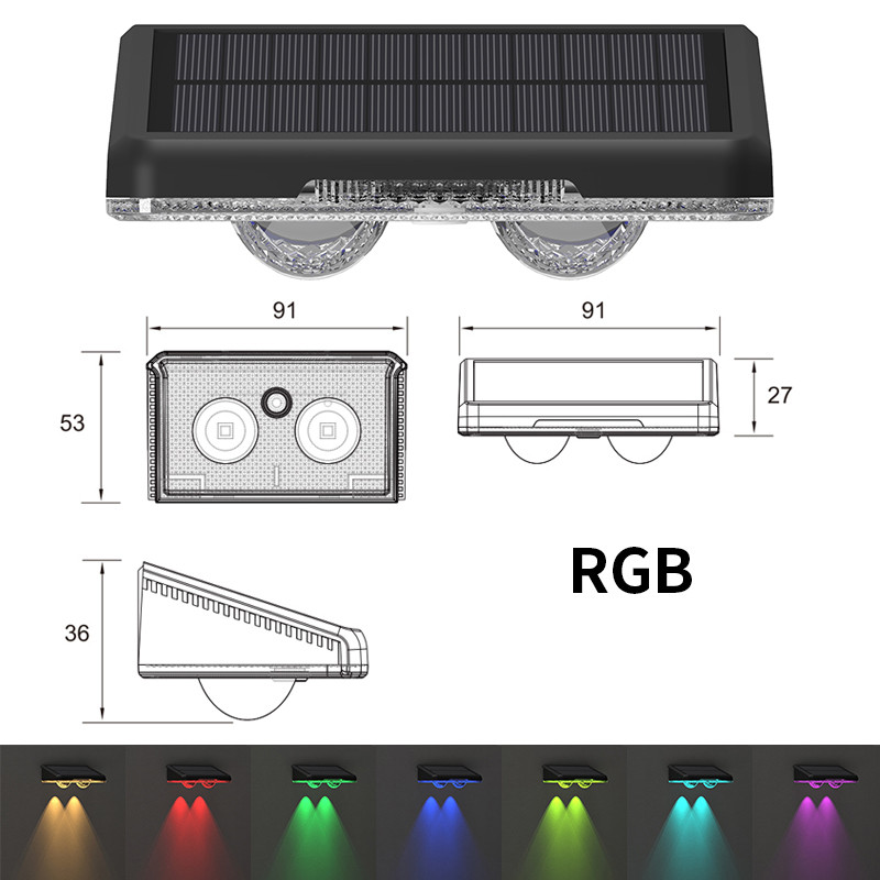 Outdoor LED Solar Fence Lights for Garden, Solar Powered Bright Wall Lights, Waterproof Deck Patio Landscape Lamp Yard