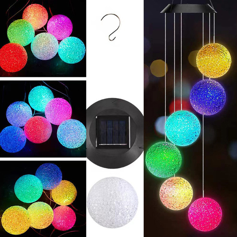 Colorful Solar Particle Ball Wind Chime Light for Garden, Outdoor Landscape Light, Patio Party Decorative Lamp