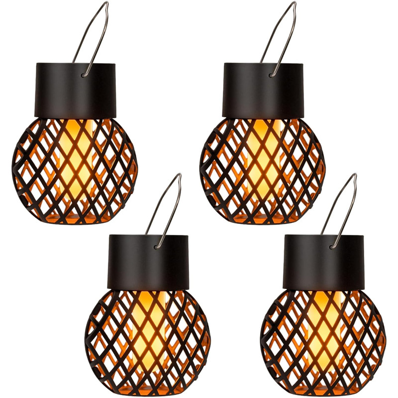 Waterproof Solar LED Hanging Lantern with Flame Effect, Garden Decoration Lamp, Fairy Light for Outdoor Patio Yard