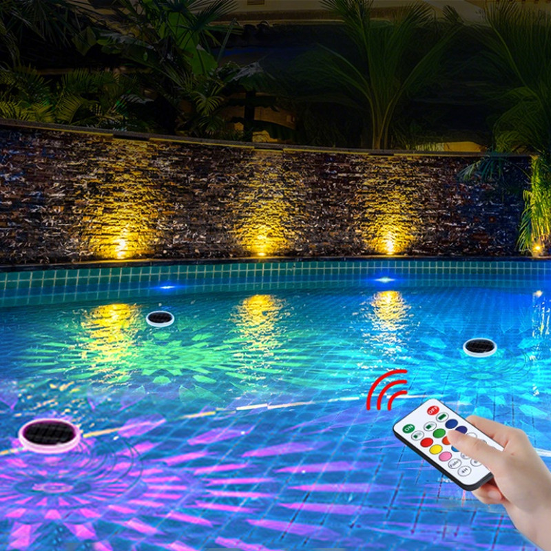 Rechargeable Solar Swimming Pool Lights With Remote 9 Color LED Timer Waterproof Atmosphere Lantern 4