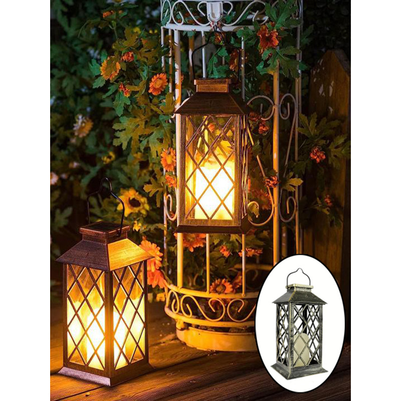 Solar Powered Hanging Lamp with Flickering Flameless Candle Light, Waterproof LED for Lawn, Patio, Table Outdoor Use