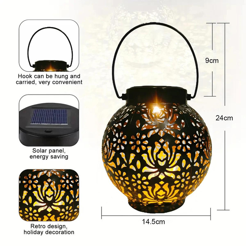 Outdoor Waterproof Solar Light Iron Art Hanging Light LED Plug Garden Lamp Patio Pathway Landscape 5