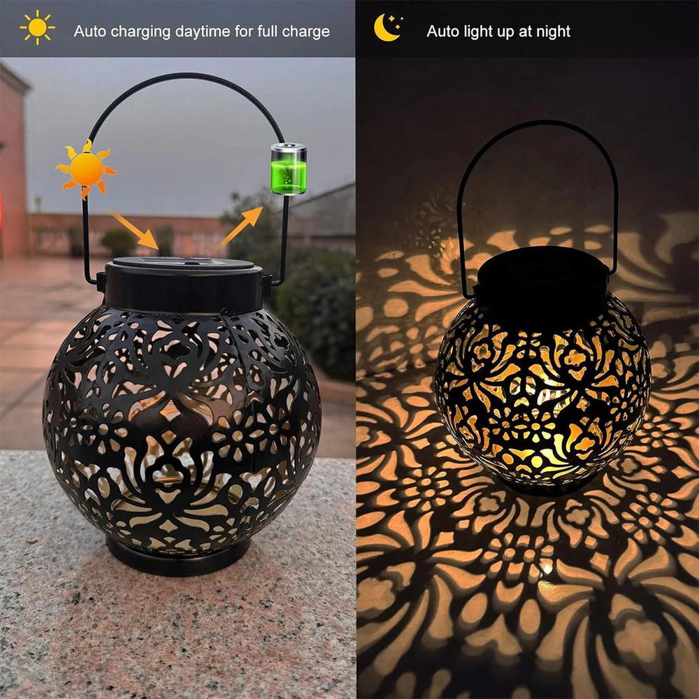 Outdoor Waterproof Solar Light Iron Art Hanging Light LED Plug Garden Lamp Patio Pathway Landscape 0