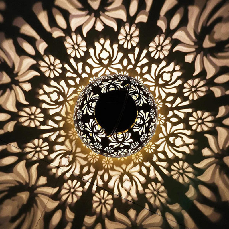 Outdoor Waterproof Solar Light Iron Art Hanging Light LED Plug Garden Lamp Patio Pathway Landscape 2