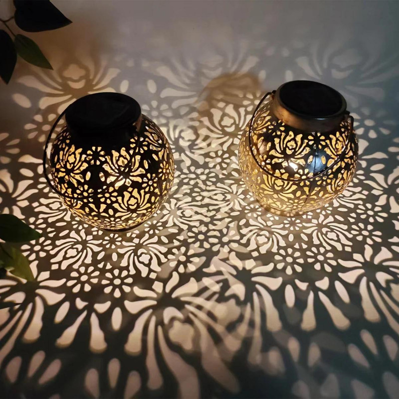 Outdoor Waterproof Solar Light Iron Art Hanging Light LED Plug Garden Lamp Patio Pathway Landscape 3