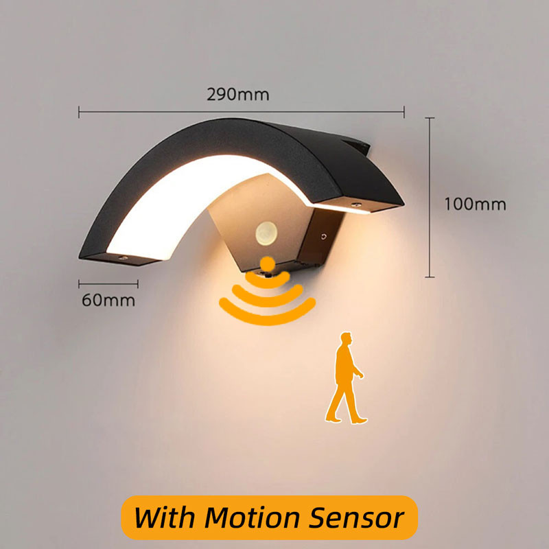 Aluminum LED Wall Light Outdoor Motion Sensor, Waterproof Garden, Corridor, Stairs, Interior Wall Lamp Fixture