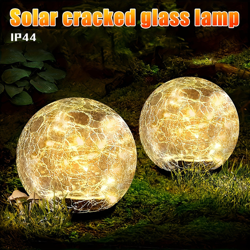 Solar Crack Glass Lamp Outdoor Waterproof 30LED Garden Light, Yard Pathway Lawn Light, Toggle Switch Fixture