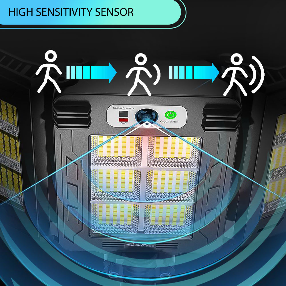 Solar Motion Sensor Lights Outdoor Adjustable, IP66 Waterproof Flood Lights, Remote Control Garden Lamp