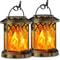 Outdoor Solar Lanterns Lights 2 Pack, Flickering Flame Hanging Lights for Garden, Patio Decor Bronze or Black