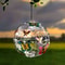 Waterproof Outdoor Solar Garden Light Metal Home Decorative, Butterfly Pendant Nightlight Round Ball Mesh Design