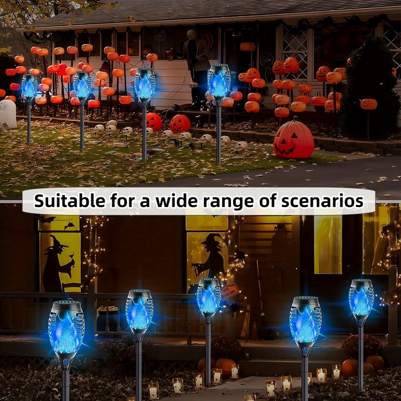 Halloween Solar Torch Light Flickering Flame Lamp, Waterproof Garden Decoration for Outdoor Yard, Path, Lawn