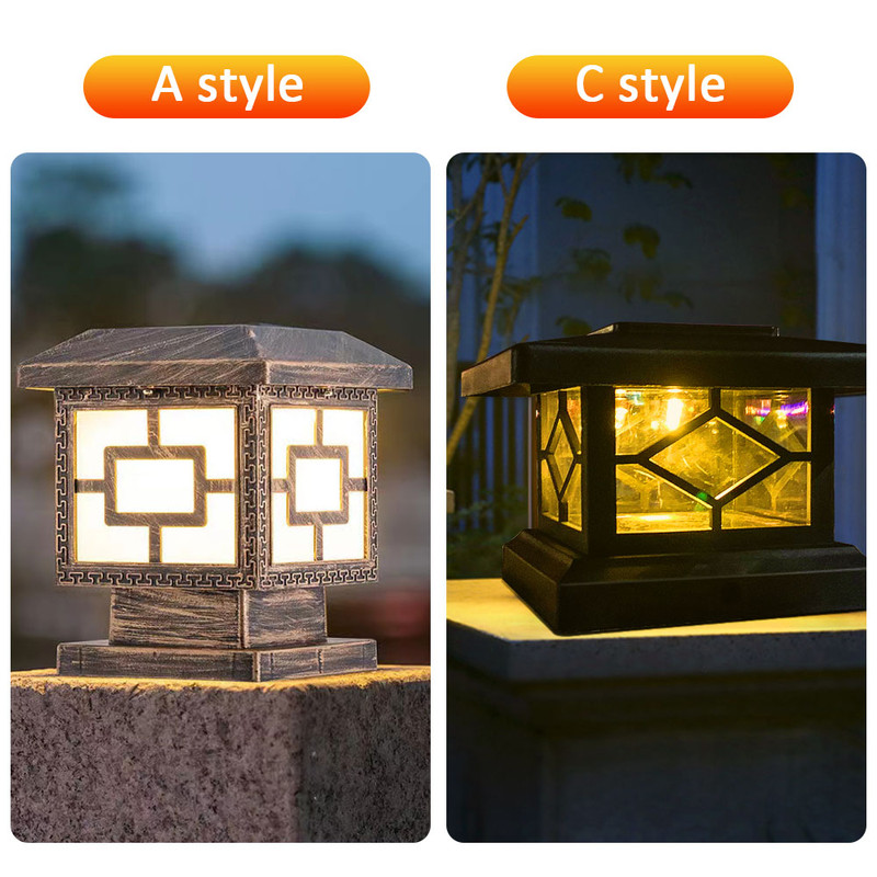 Solar Powered Fence Post Cap Lights Solar Post Lights Outdoor Warm White LED 2 Color Modes High Bri 2