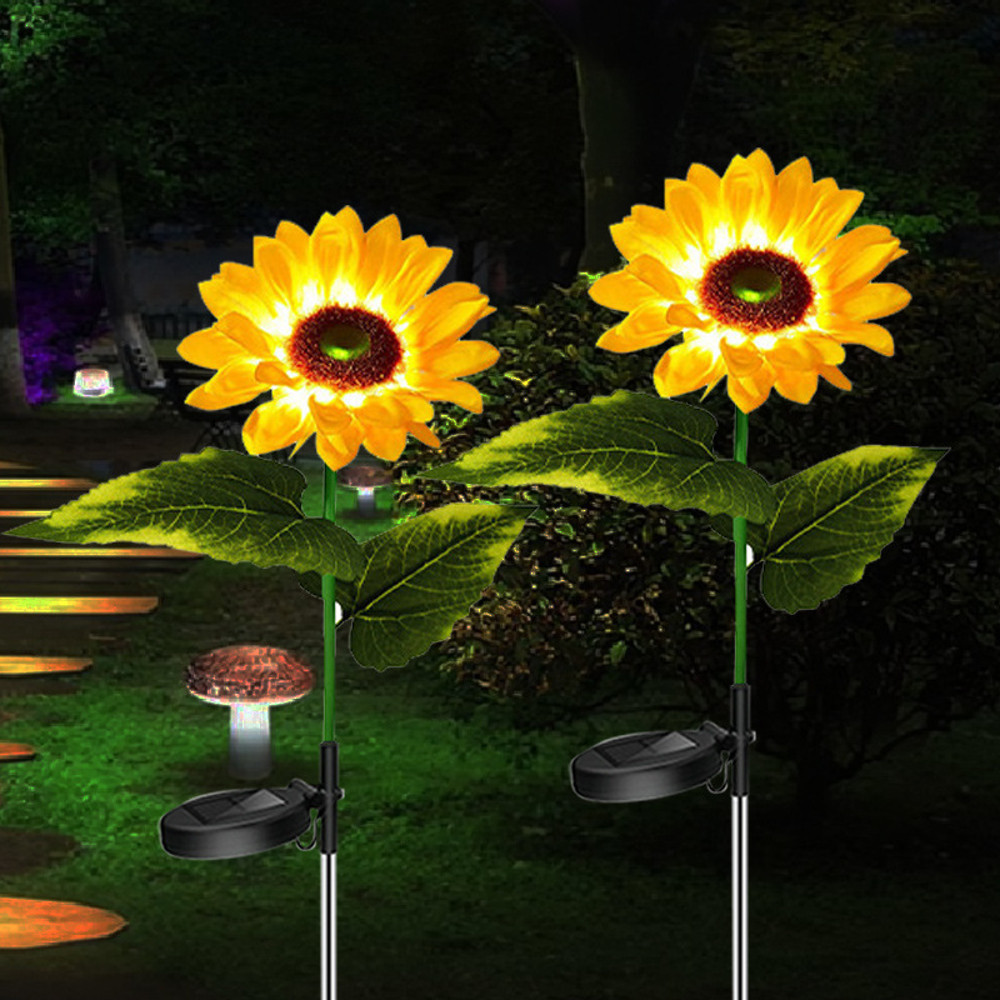 Waterproof LED Solar Sunflower Lawn Light, Garden Pathway Decoration for Wedding, Holiday, Outdoor Yard Landscape
