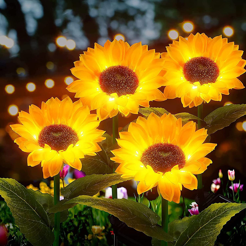 Waterproof LED Solar Sunflower Lawn Light, Garden Pathway Decoration for Wedding, Holiday, Outdoor Yard Landscape
