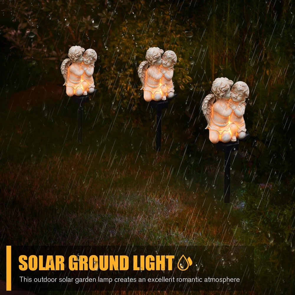 Waterproof Solar Outdoor Lawn Lamp, Resin Angel Decorative Light for Garden, Lawn Decor Yard Ornament