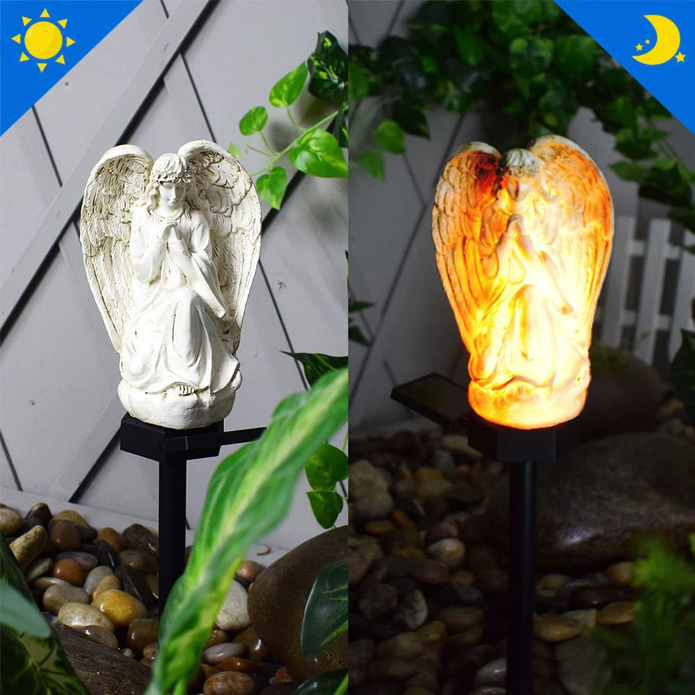 Waterproof Solar Outdoor Lawn Lamp, Resin Angel Decorative Light for Garden, Lawn Decor Yard Ornament