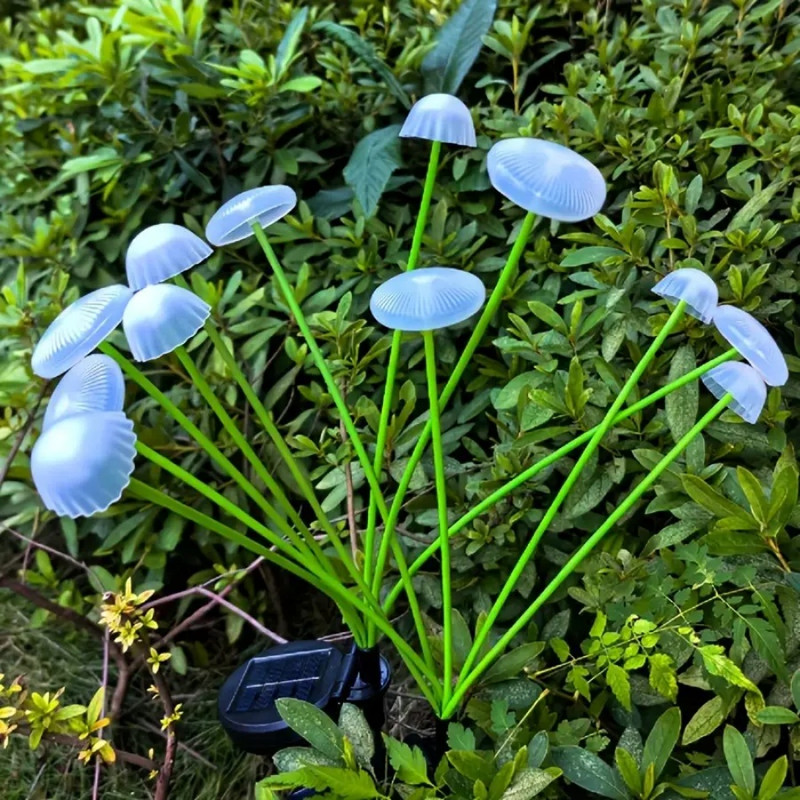 Outdoor Courtyard Landscape Atmosphere Lamp, Solar Powered 6 Headed Jellyfish Mushroom Light, Garden Decoration Lamp