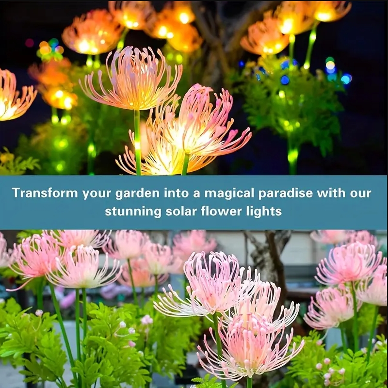 Red Spider Lily Solar Garden Lights Outdoor Waterproof Decoration, Flower Yard Lights, Solar Landscape Lighting