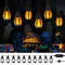 Solar Halloween Lights LED Flame Outdoor String Lights With 10 Flickering Flame Bulb Yard Patio Dec 0