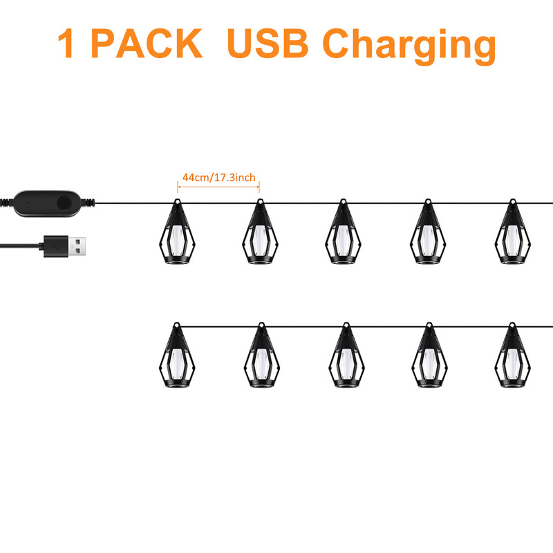 Solar Halloween Lights LED Flame Outdoor String Lights With 10 Flickering Flame Bulb Yard Patio Dec 6