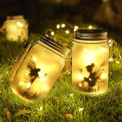 waterproof solar mason jar lantern fairy lights, ip65 hanging standing solar lamp, patio lawn garden outdoor decoration