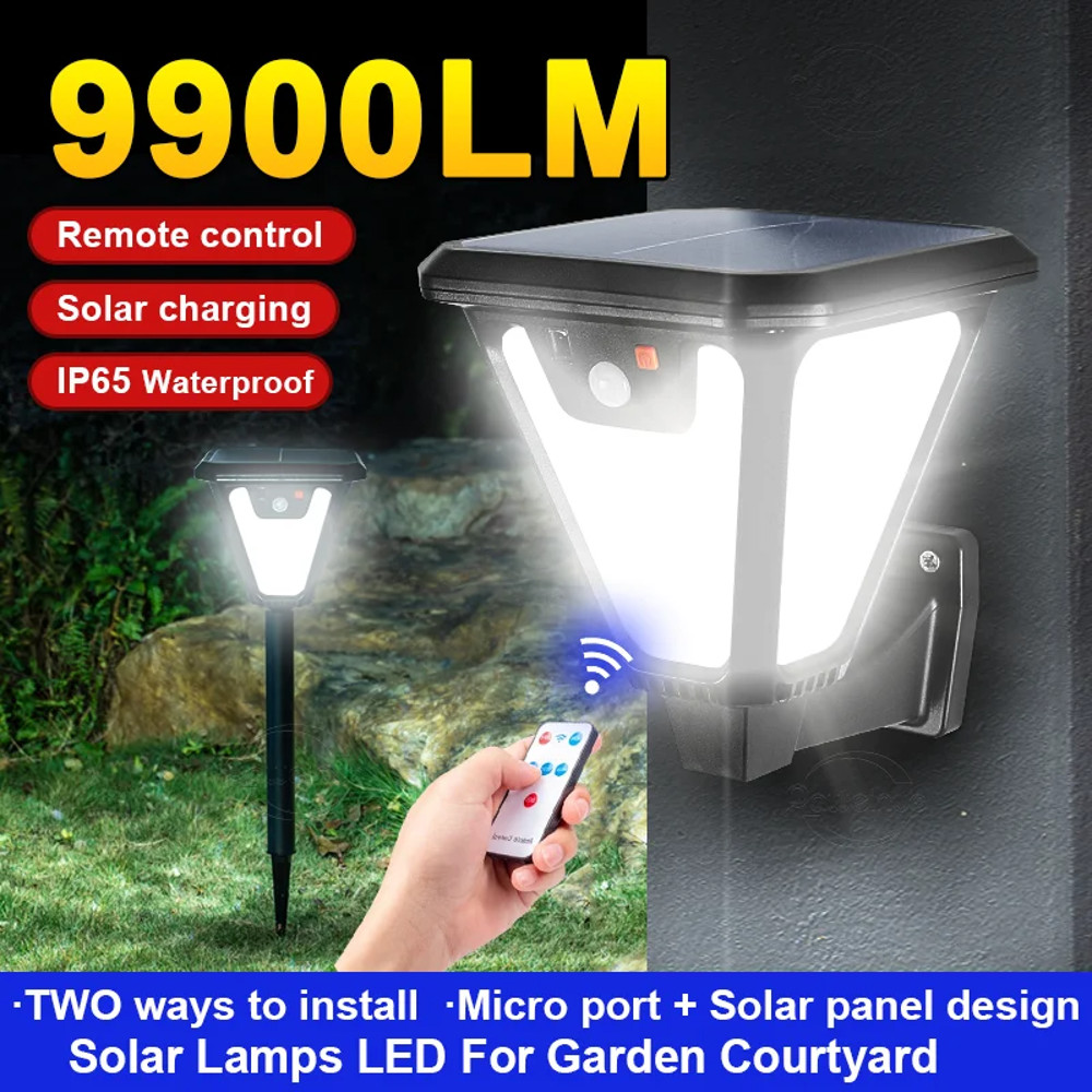 Outdoor LED Solar Light Motion Sensor, Waterproof Wall Garage Floodlight, Remote Control Garden Street Light