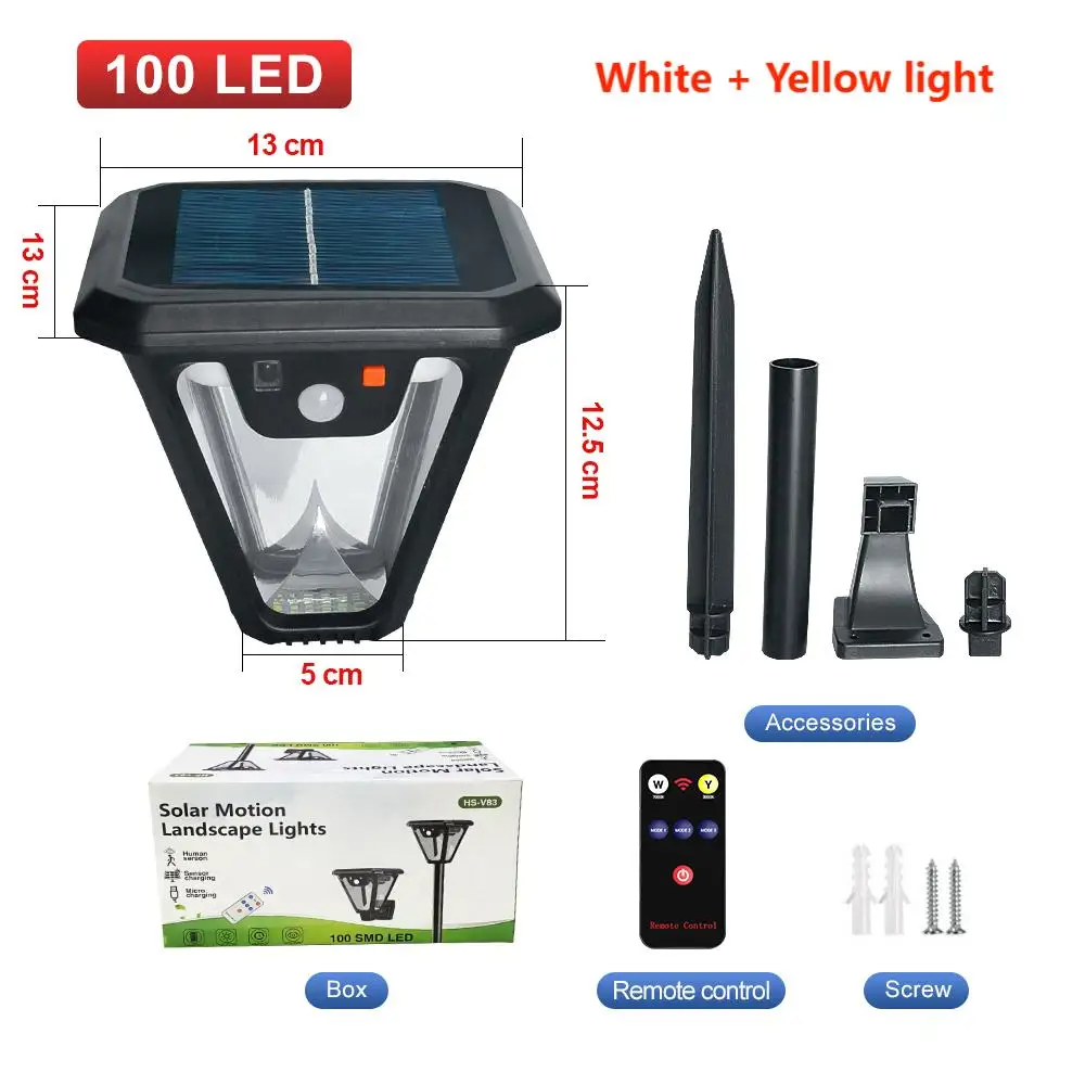Outdoor LED Solar Light Motion Sensor, Waterproof Wall Garage Floodlight, Remote Control Garden Street Light