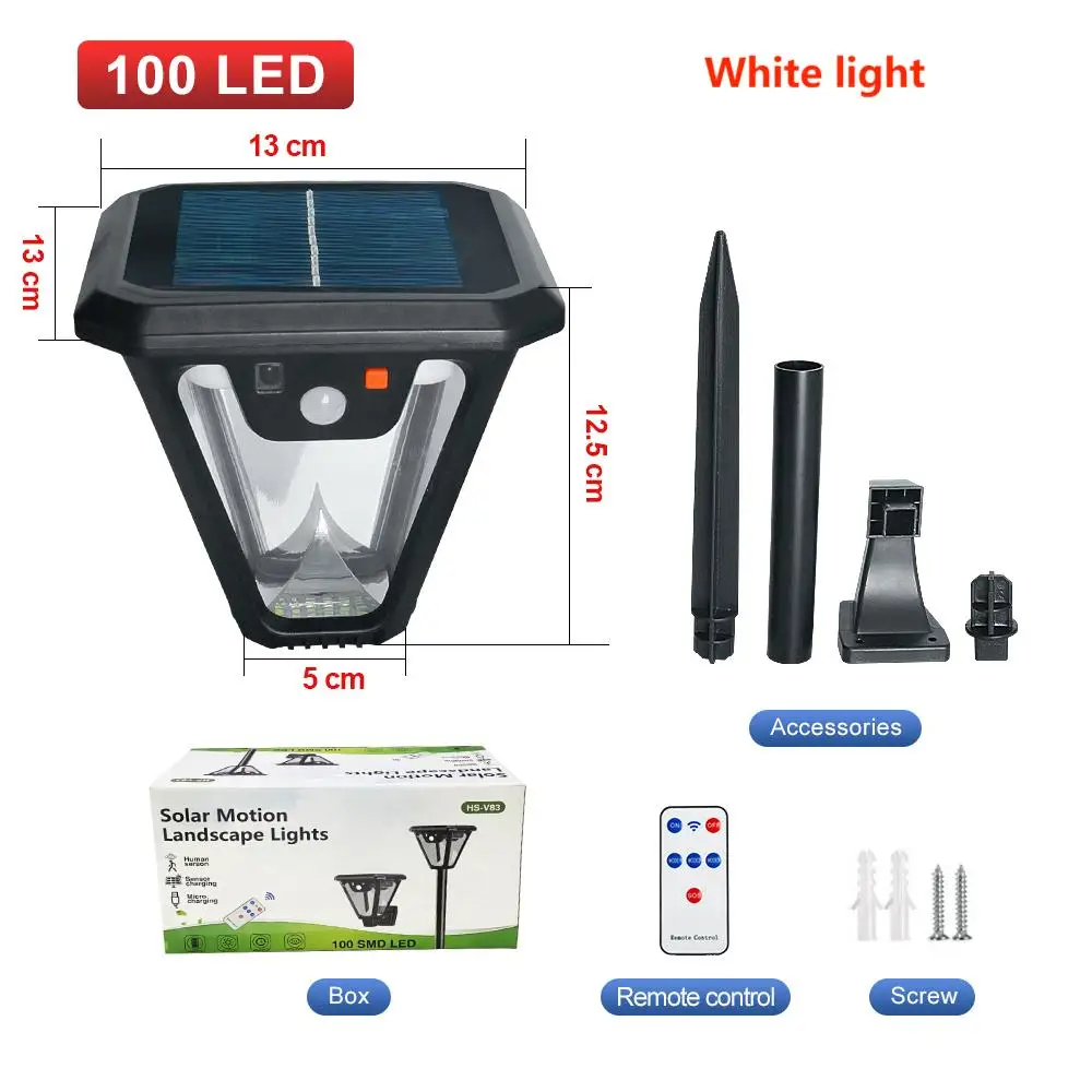 Outdoor LED Solar Light Motion Sensor, Waterproof Wall Garage Floodlight, Remote Control Garden Street Light