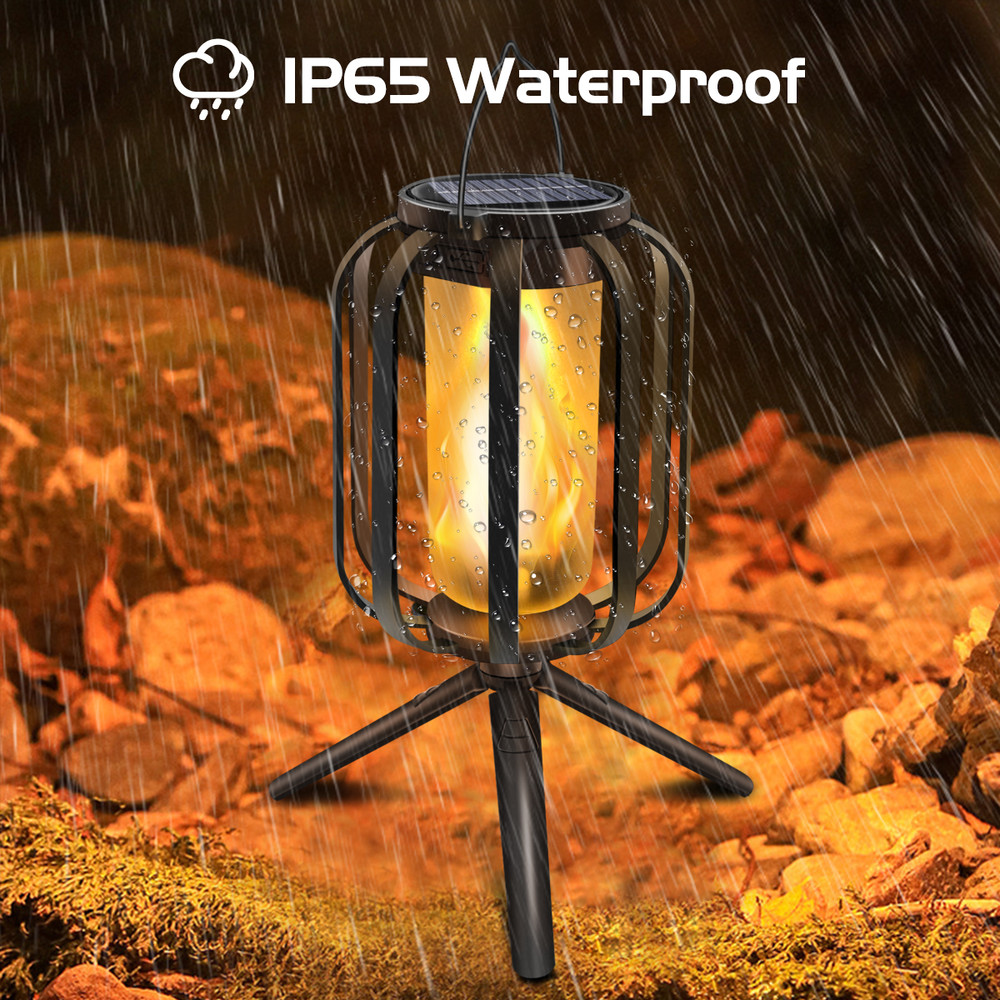 Waterproof Solar Lanterns Outdoor Hanging Lights Dual Charging Flame Lamp Christmas Garden Yard Dec 2