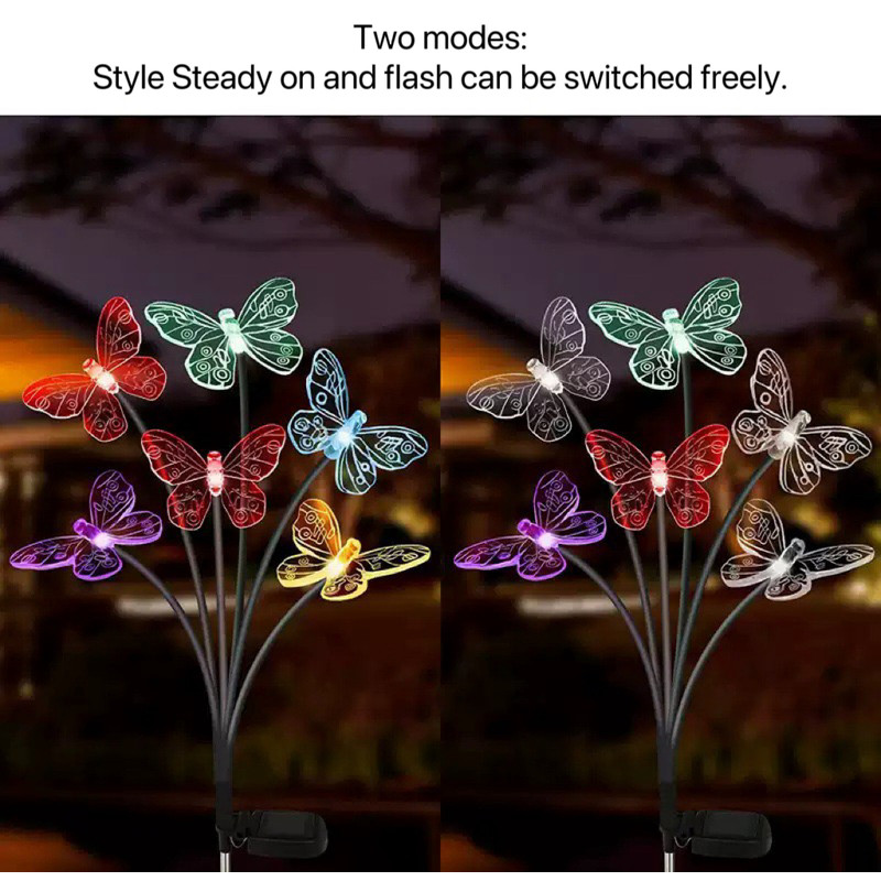 Garden Solar Butterfly Lights Outdoor, Waterproof Stake Lights, Pathway Patio Yard Decoration Solar Lamp