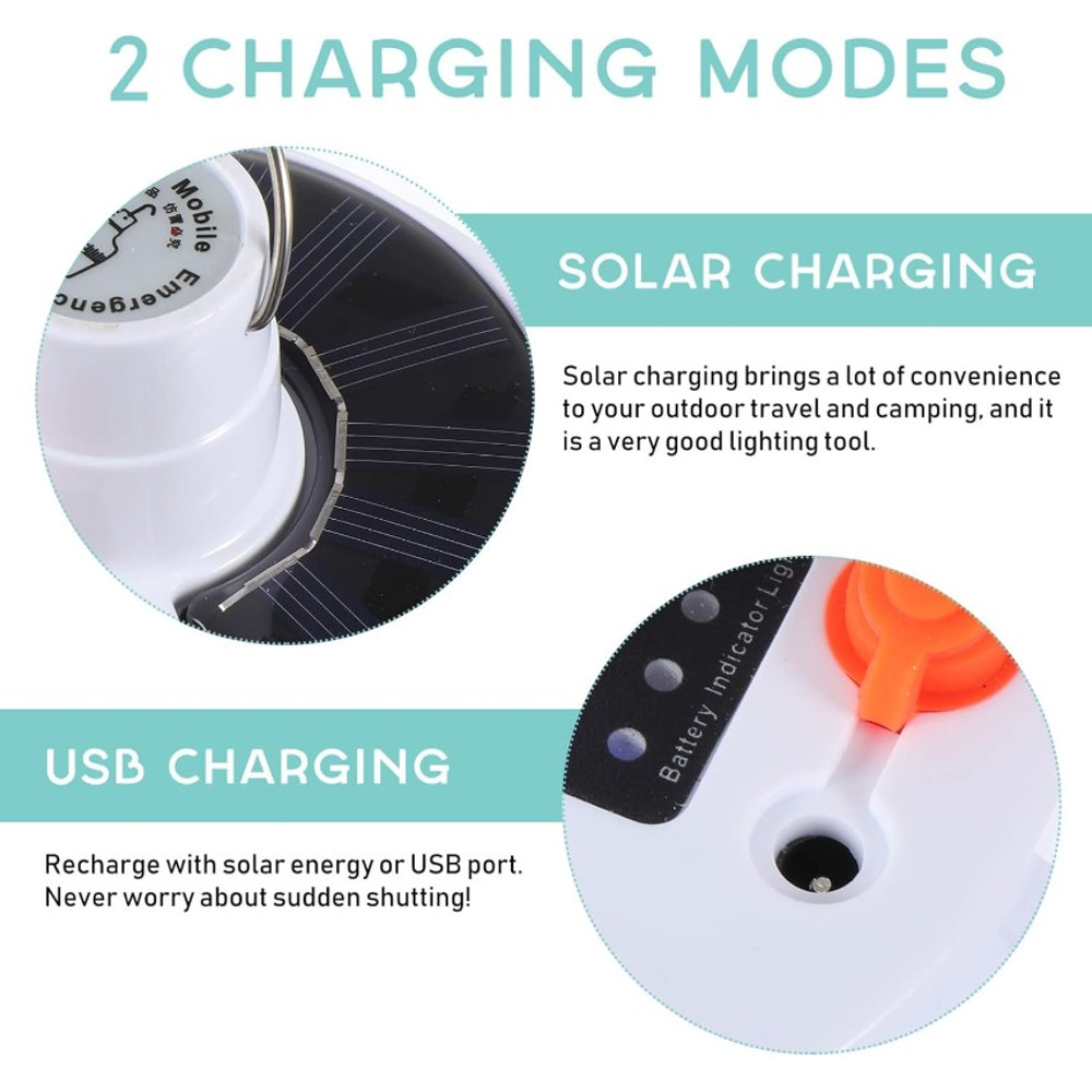 Foldable Solar USB Spherical Light with 5 Modes, Emergency Flashlight for Outdoor, Office, Reading, and Camping Use