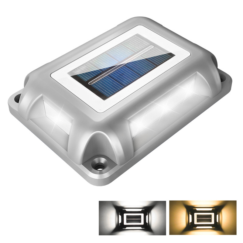 16LEDs Rectangle Solar Ground Light, IP65 Waterproof Driveway Marker, Step Light for Deck Pathway Garden