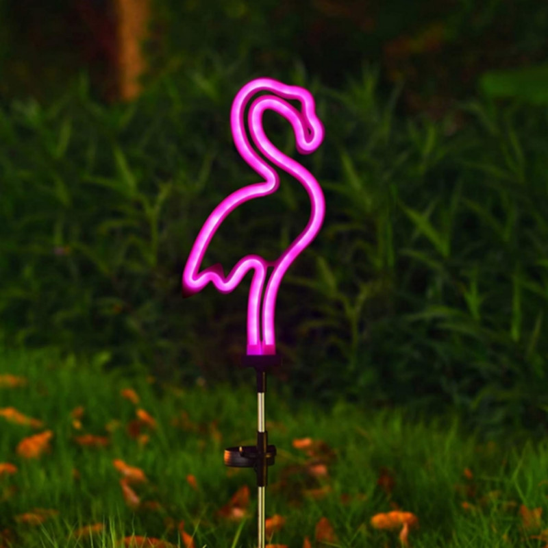 Flamingo Cactus Solar Garden Landscape Light, LED Neon Sign Lawn Decor, Outdoor Garden Night Lamp