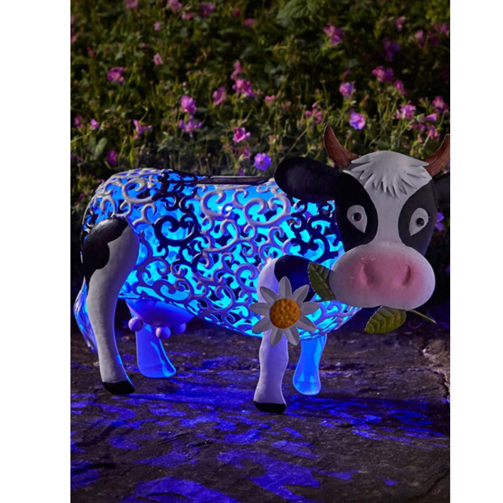 LED Cow Solar Lantern Garden Ornaments, Animal Design Yard Lights, Indoor Home Bedroom Decoration Landscaping Light