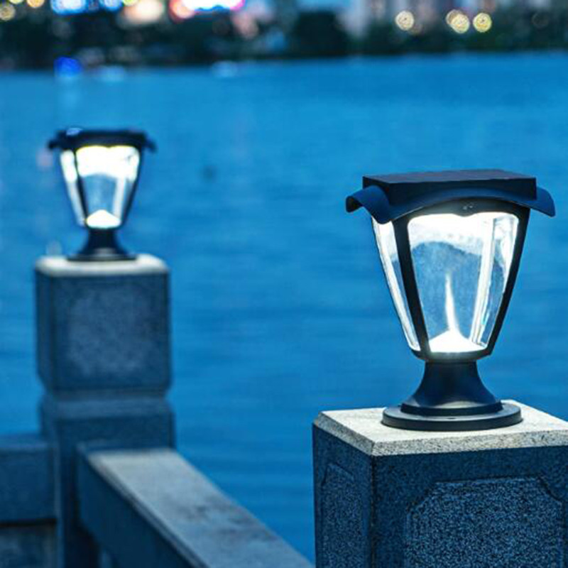 Outdoor LED Solar Column Pillar Light, Fence Post Deck Cap Lamp, Waterproof Garden Gate Landscape Solar Light