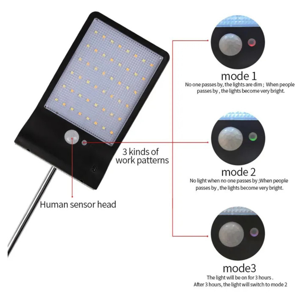 Solar Street Light Garden Lamp, Human Motion Sensor, Outdoor Decorative Lighting for Yard and Pathway