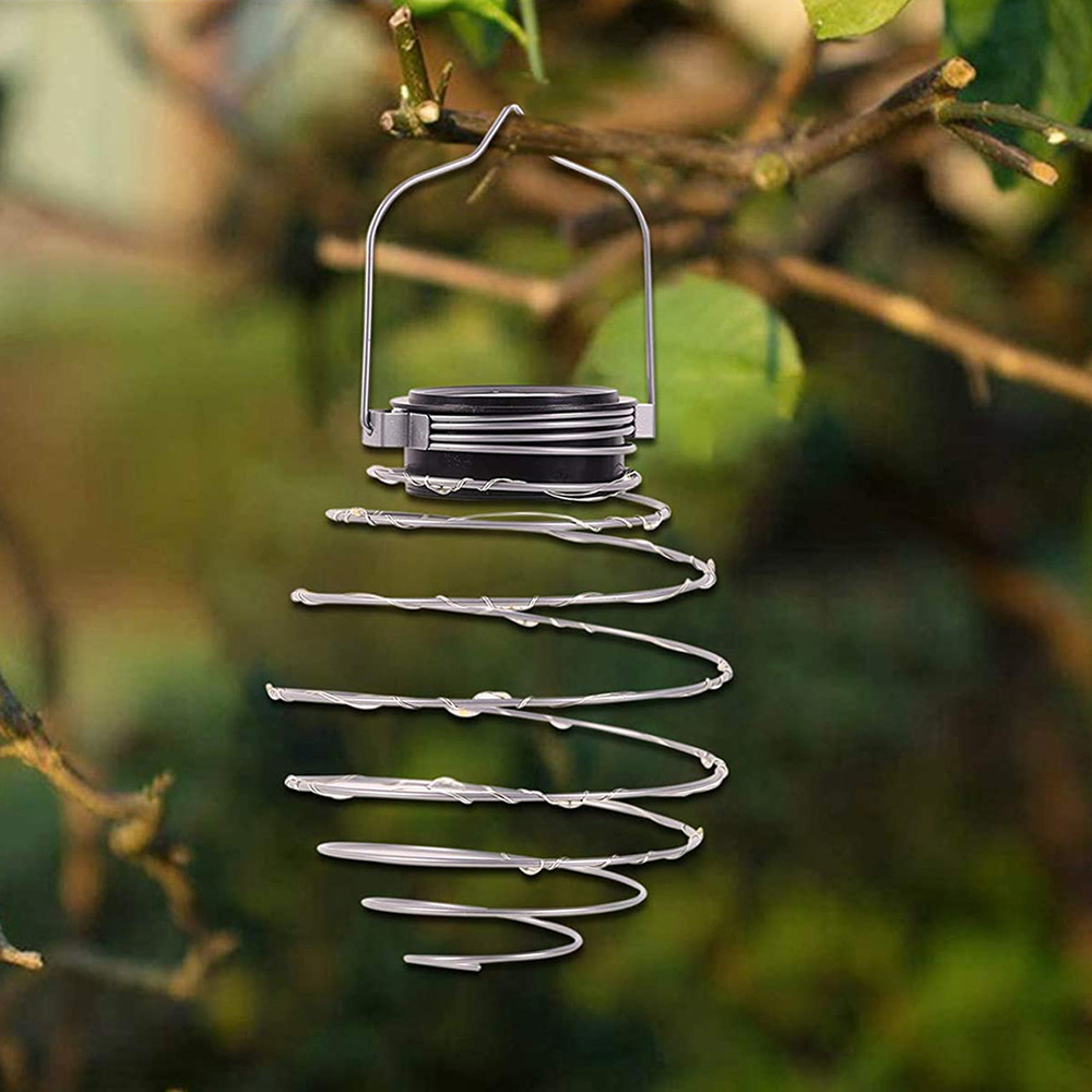 LED Hanging Decorative Lamp Outdoor, Solar Spiral Lights for Patio, Creative Iron Art Lantern for Porch Path Garden