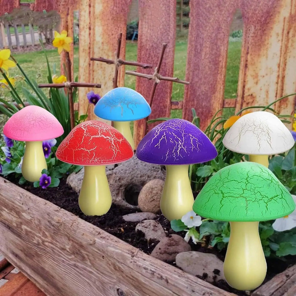Cute Solar Cracked Mushroom Lights for Garden, Waterproof Lawn Lamp, Creative Decorative Outdoor Lighting