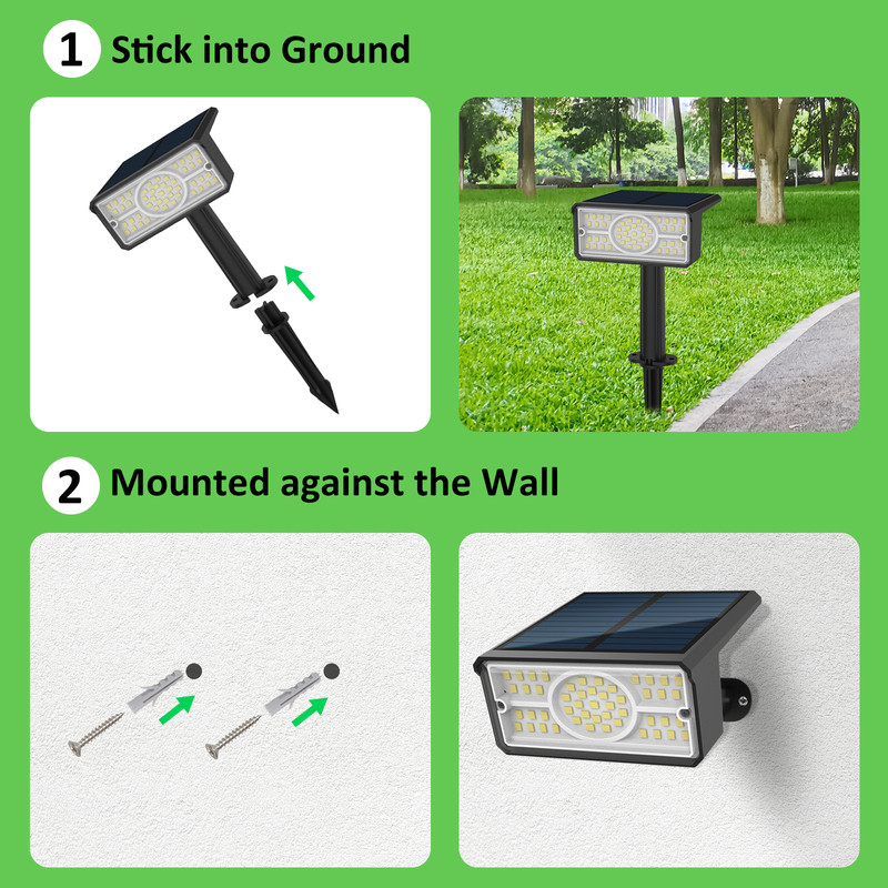 Solar Power Light Outdoor, IP65 Solar Lamp, Green Blue Solar Garden Spotlight Wall Light
