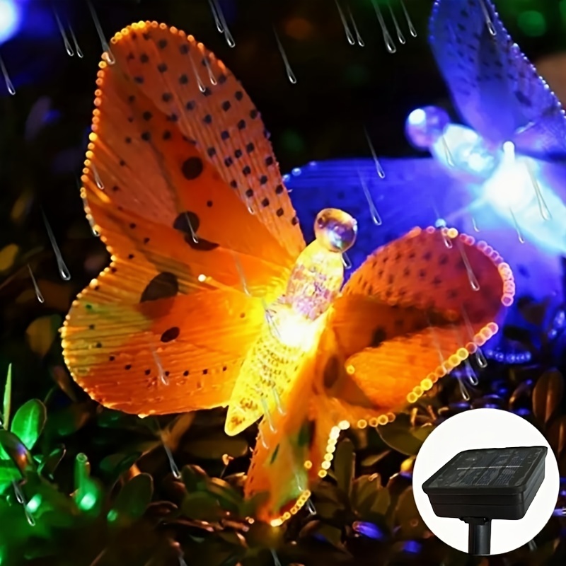 Solar Butterfly Lights Outdoor, Fiber Optic Garden Decoration, Waterproof Yard Wedding Path Light