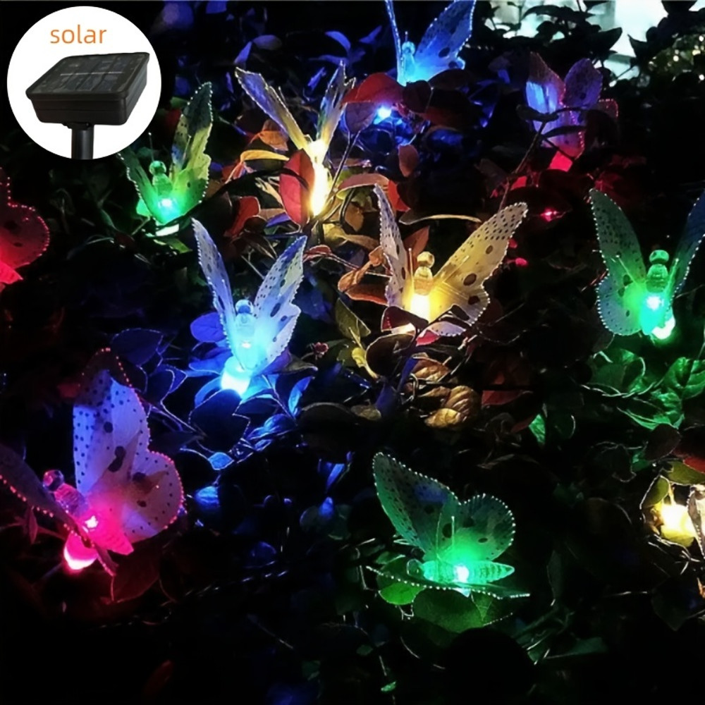 Solar Butterfly Lights Outdoor, Fiber Optic Garden Decoration, Waterproof Yard Wedding Path Light