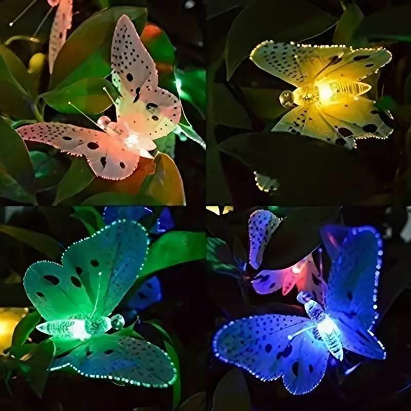 Solar Butterfly Lights Outdoor, Fiber Optic Garden Decoration, Waterproof Yard Wedding Path Light