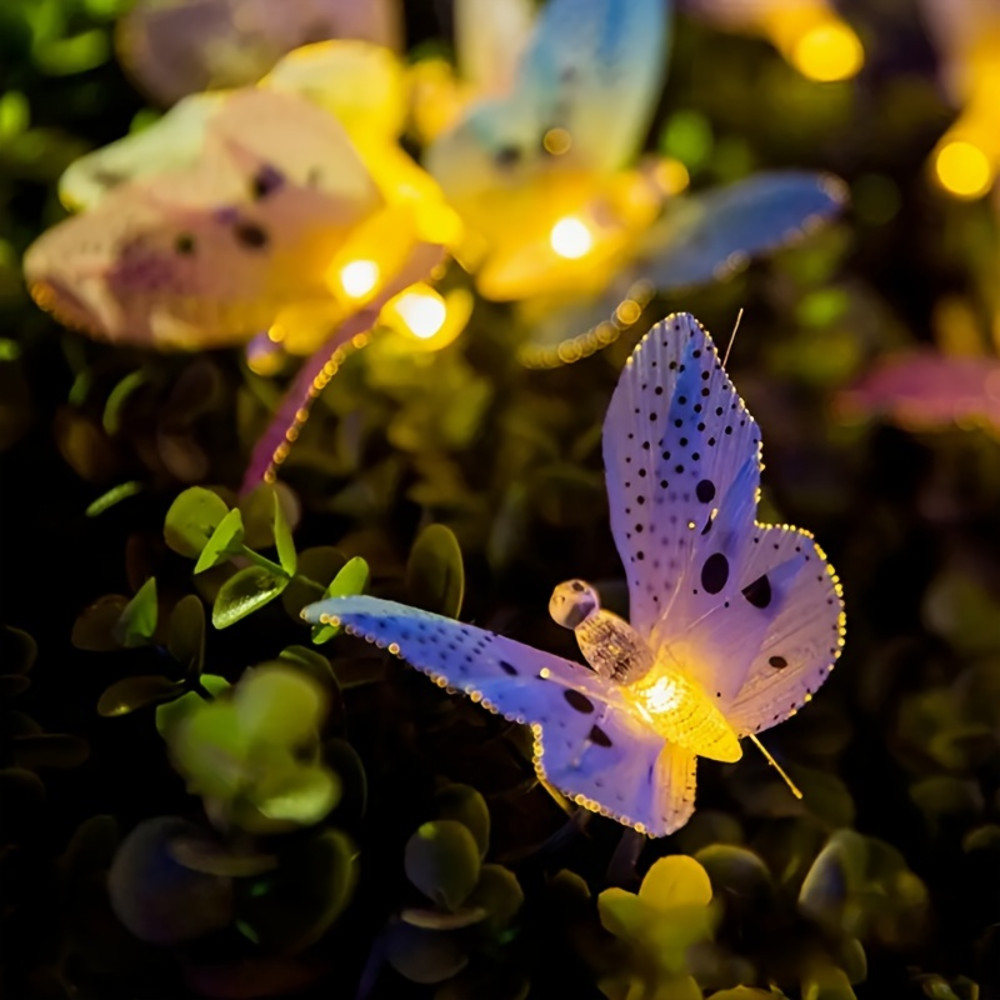 Solar Butterfly Lights Outdoor, Fiber Optic Garden Decoration, Waterproof Yard Wedding Path Light