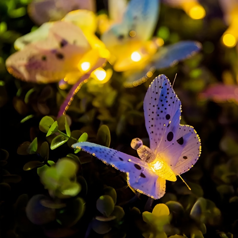 Solar Butterfly Lights Outdoor, Fiber Optic Garden Decoration, Waterproof Yard Wedding Path Light