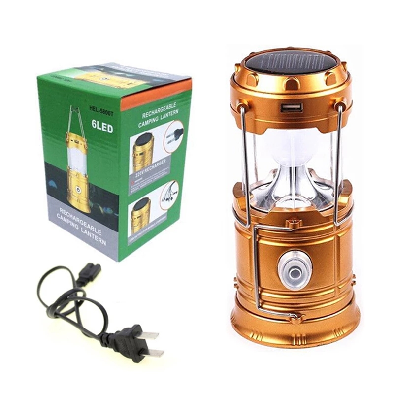 LED Outdoor Lighting Folding Camp Lamp, Portable Solar Charger Camping Lantern, USB Rechargeable Tent Light for Travel