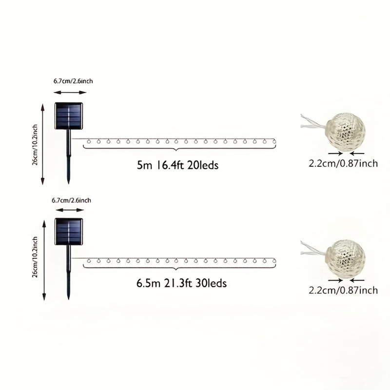 LED Moroccan Spherical Solar String Light, Outdoor Colorful Fairy Lights for Garden Fence Courtyard Pathway