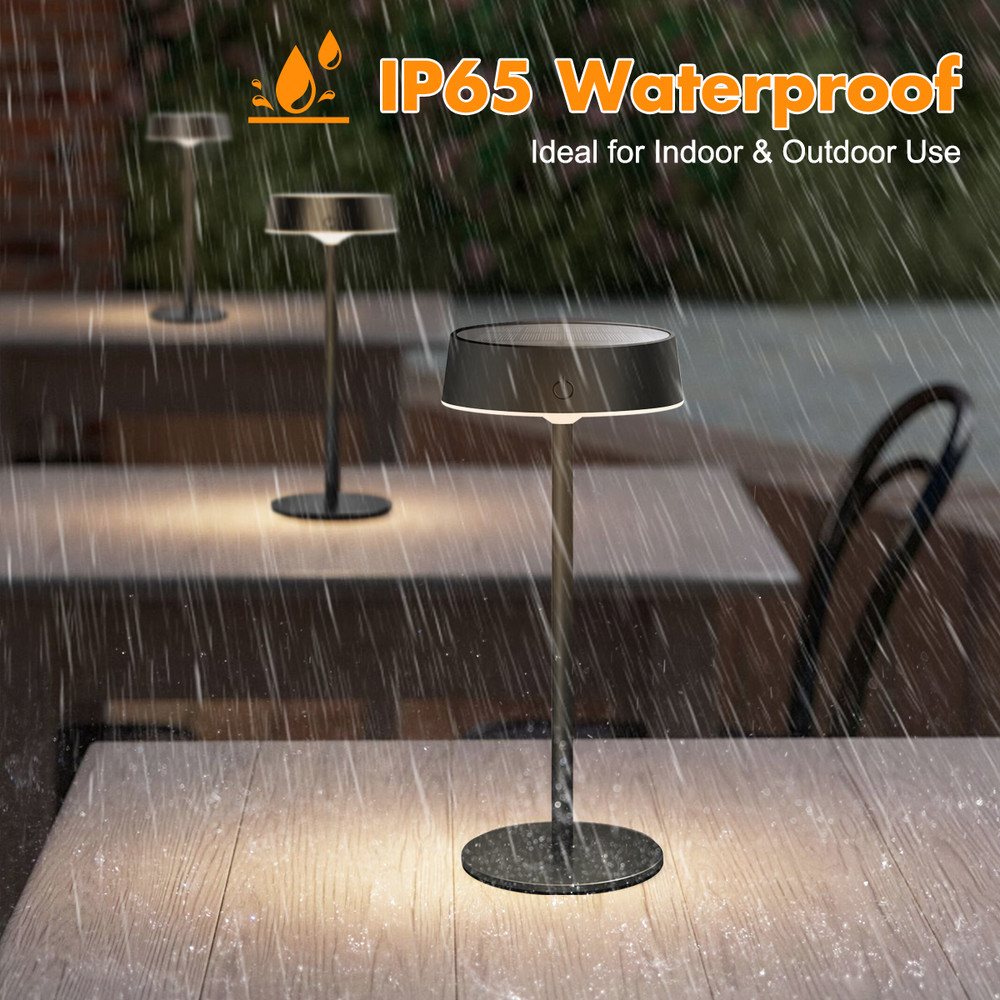 Solar Table Lamp for Bedroom, Camping Light with Dual Charging, 3 Color Temperature, Waterproof Night Light for Home